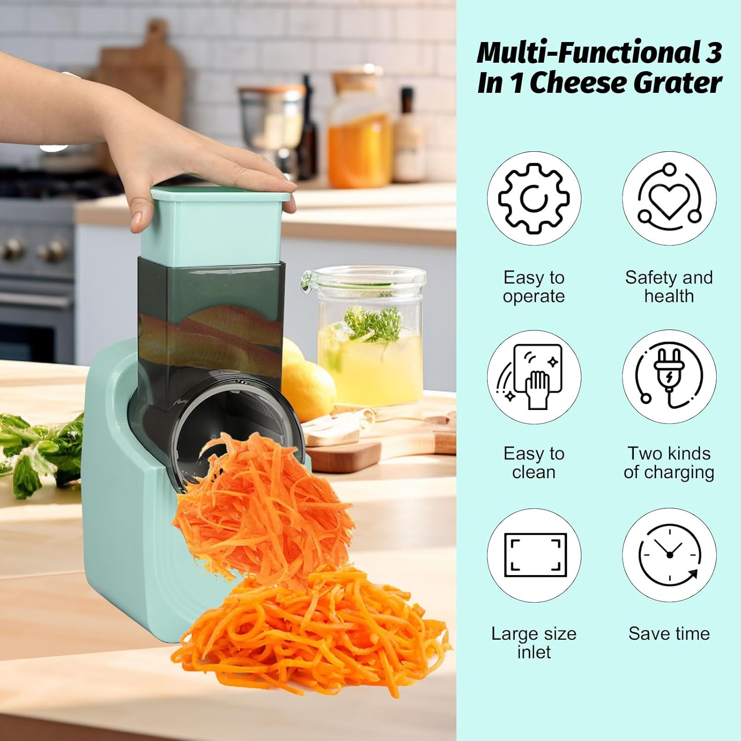 A Person is Slicing Carrot Using Automatic Vegetable Cutter Chopper Machine.