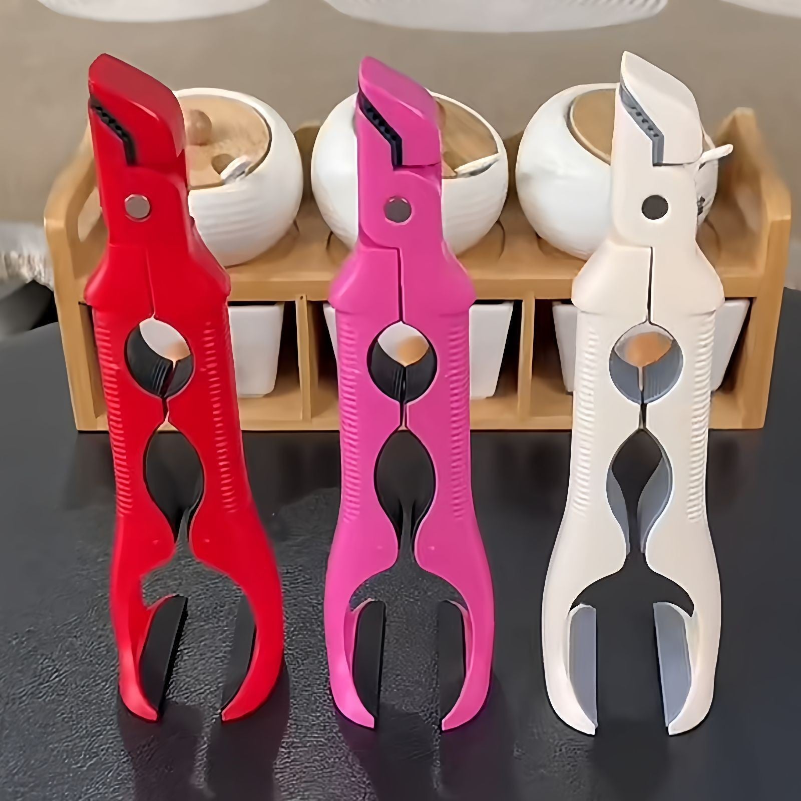 3-In-1 Heat-Resistant Kitchen Tongs of Different Colors.