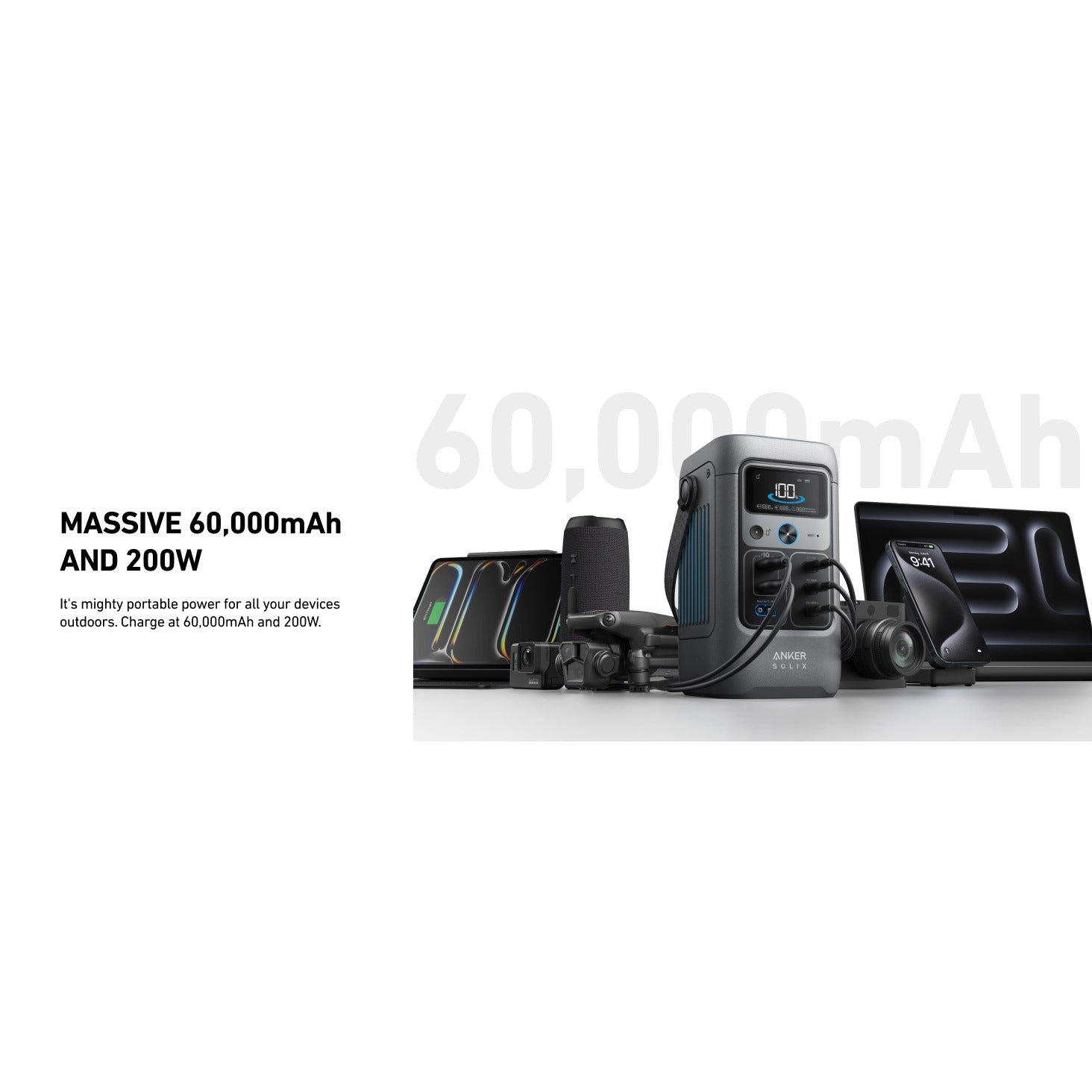 Multiple Devices are Connected to Anker SOLIX C200 DC Portable Power Station.