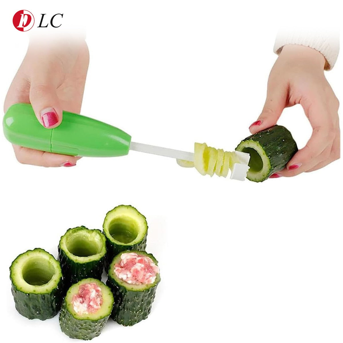 A Person is Using DLC Fruit & Vegetable Corer to Dig Vegetables.