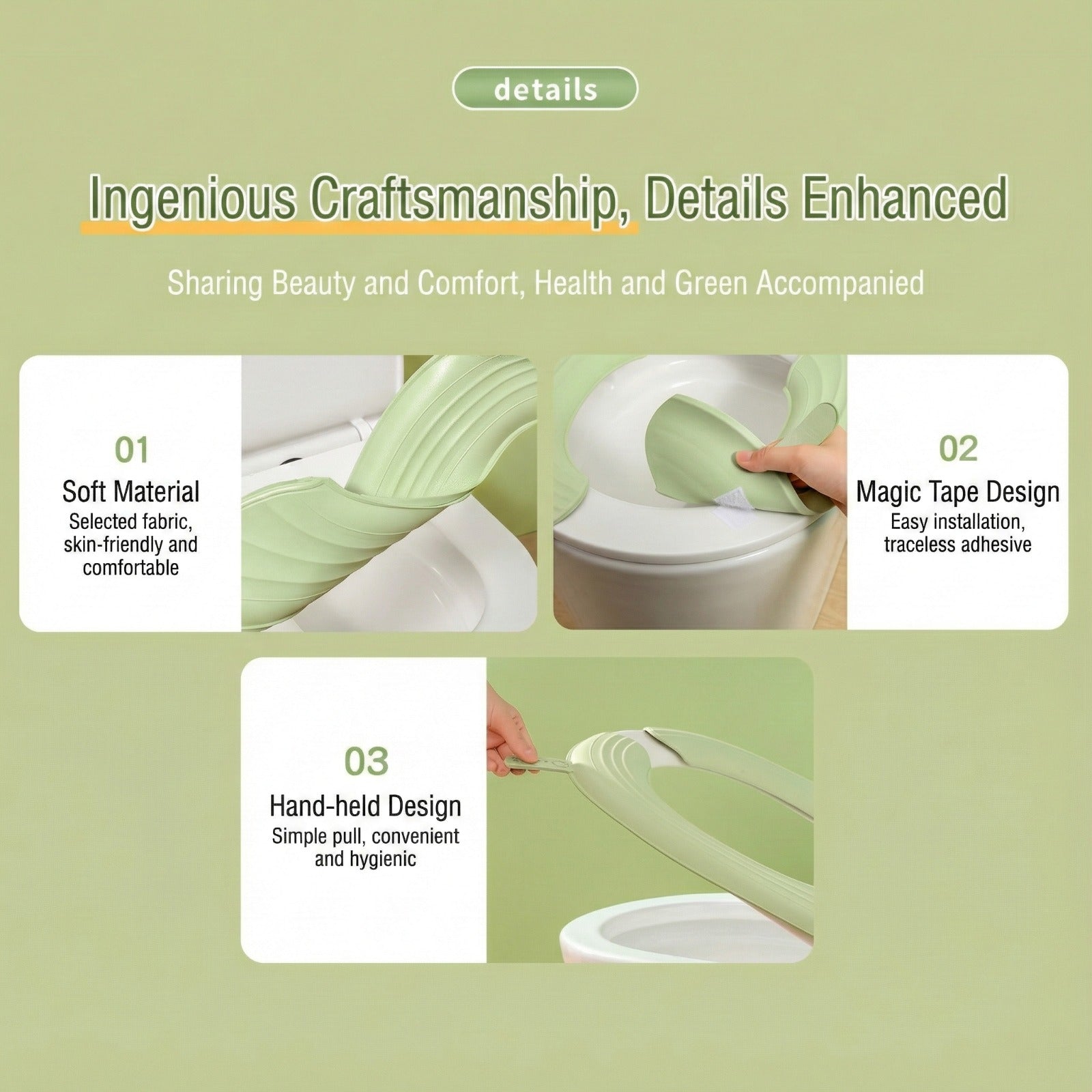 A Person is Demonstrating the Soft waterproof Toilet Seat Cushion Cover, placed on a toilet seat for added comfort and hygiene.