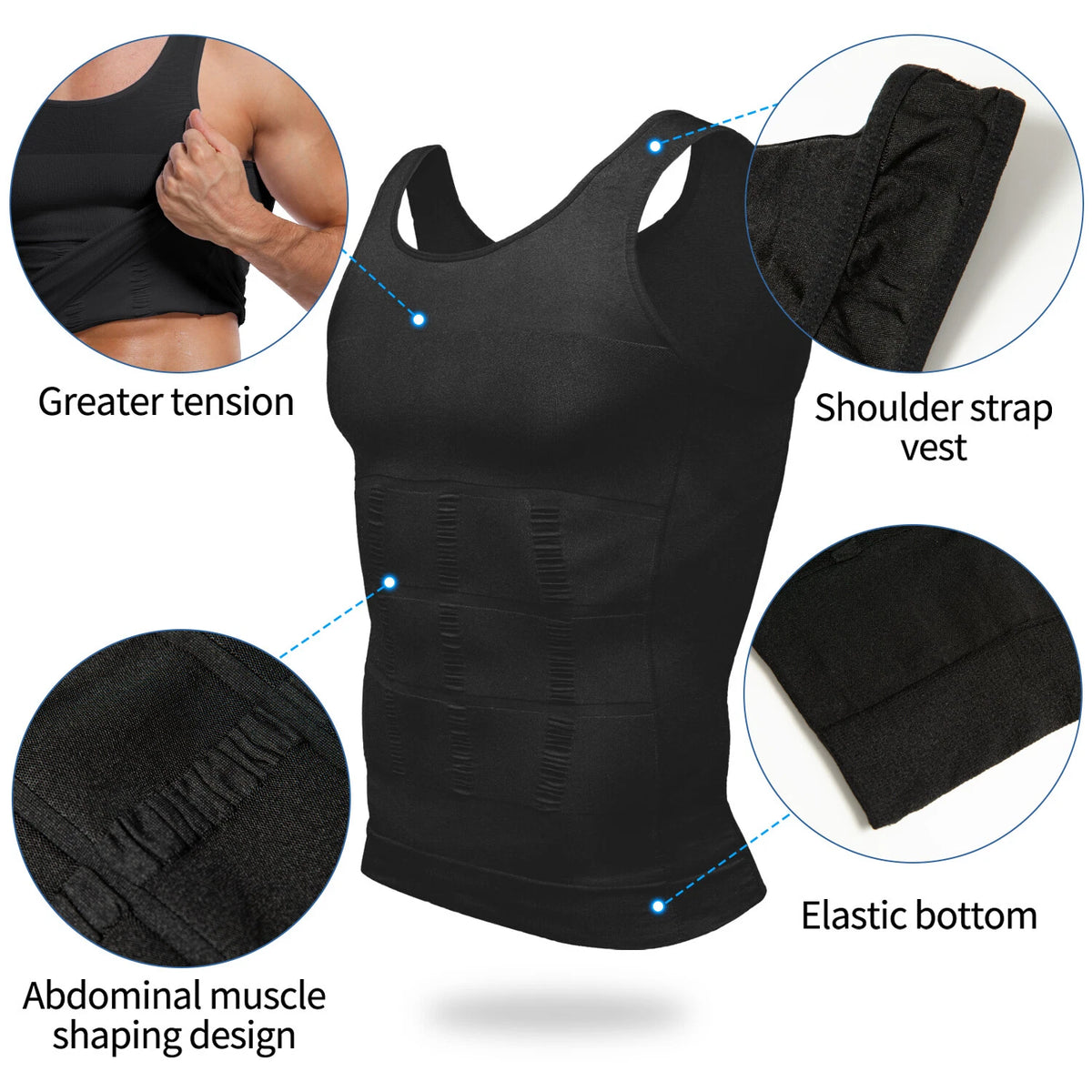 Features of  Men’s Slimming Compression Shaper Vest.