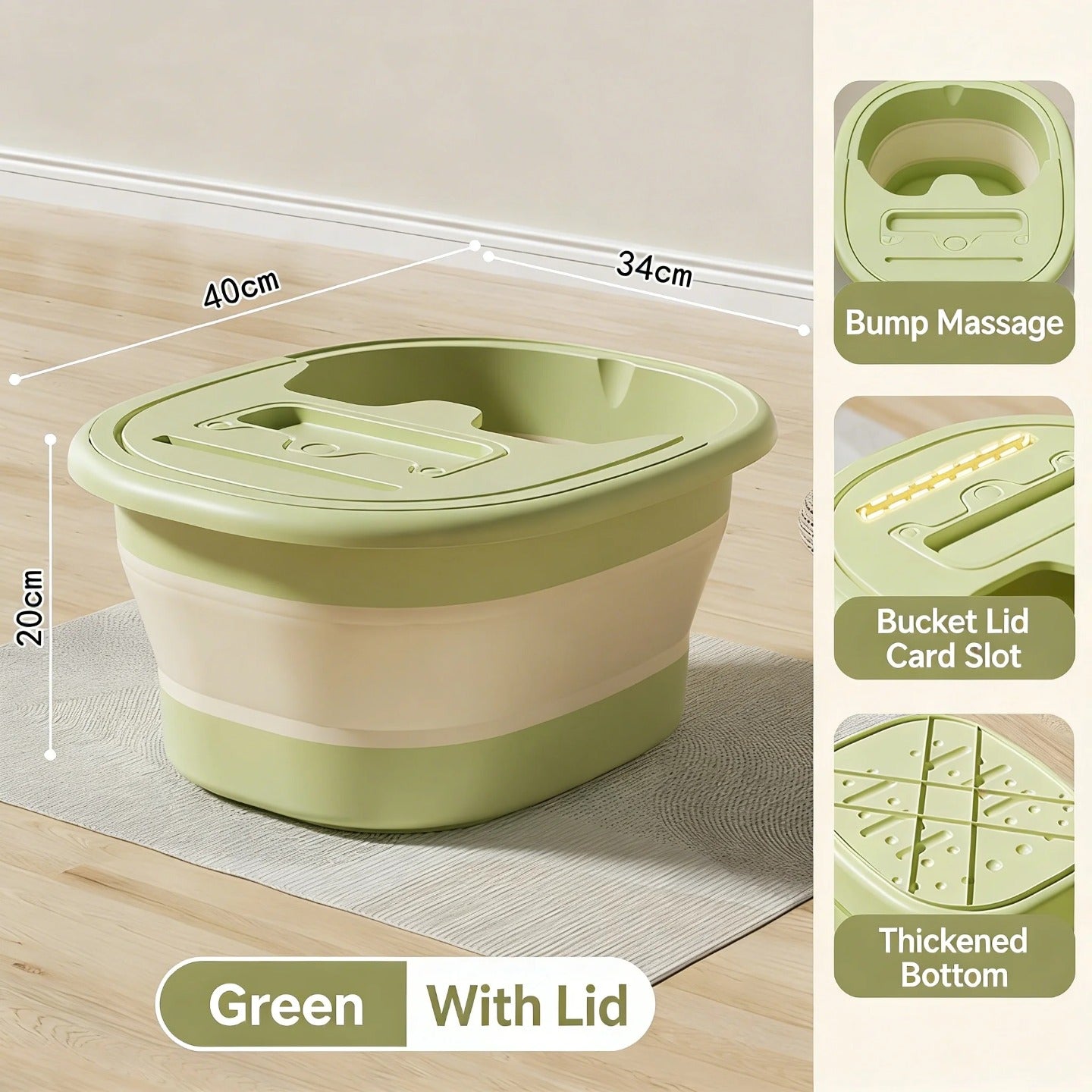 Size and Design Details of Collapsible Foot Spa Basin.