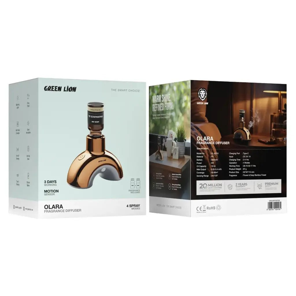 Green Lion Olara Fragrance Diffuser, 4 Spray Modes & Motion Sensor- GL-AD16 Green Lion Olara Fragrance Diffuser, 4 Spray Modes & Motion Sensor- GL-AD16