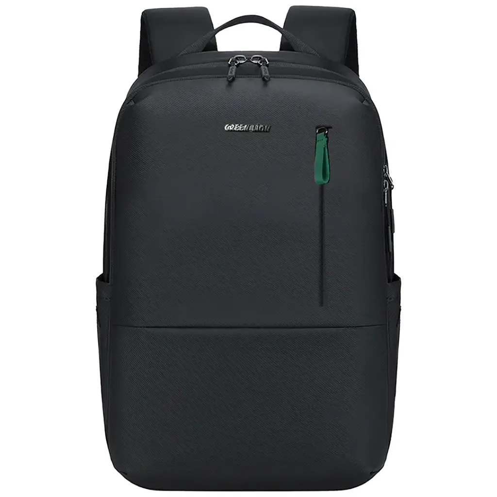 Black Green Lion Smithfield Laptop Backpack on a white background