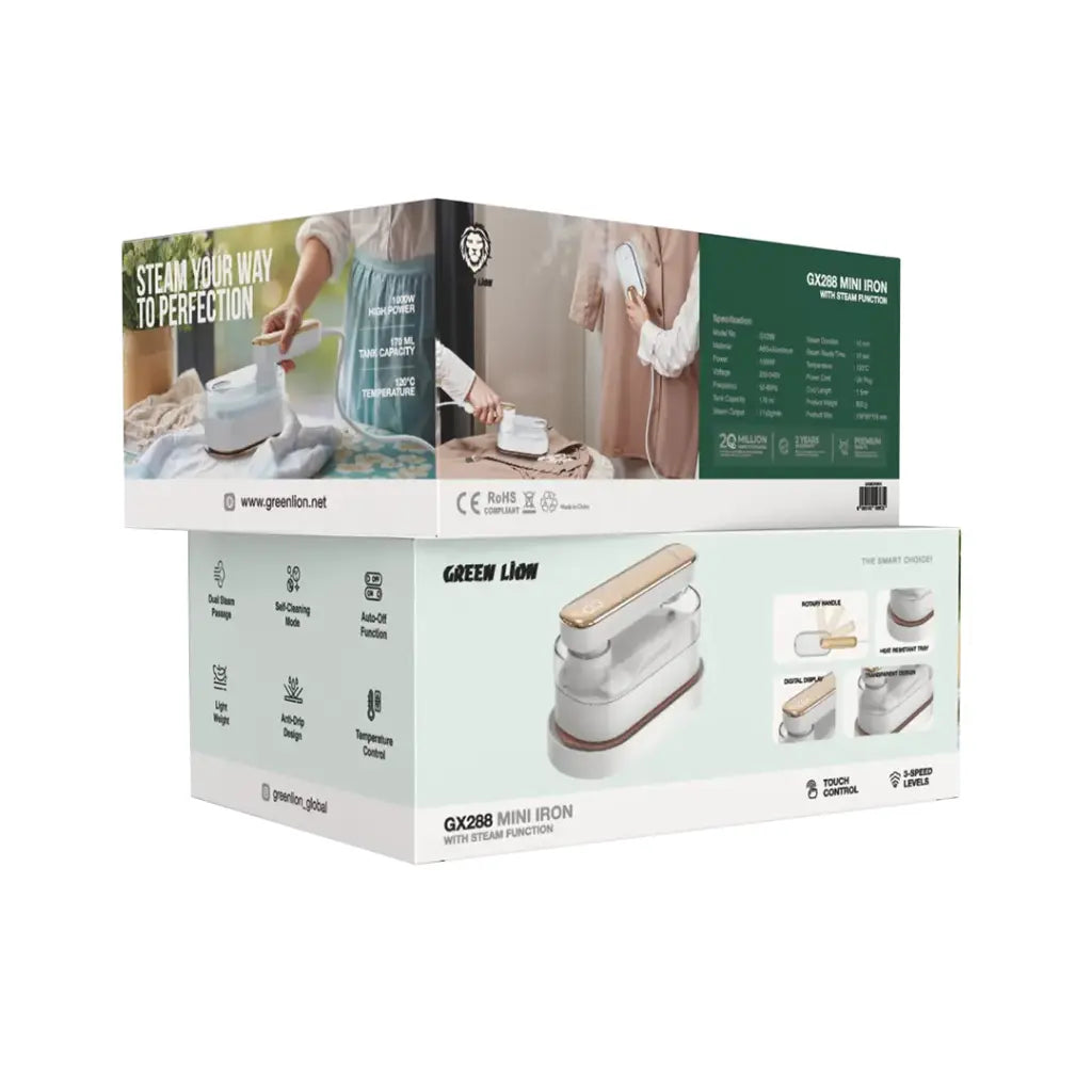 Box of Green Lion Portable Mini Steam Iron