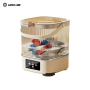 Green Lion 12L Portable Mini Washing Machine with clothes inside on a white background