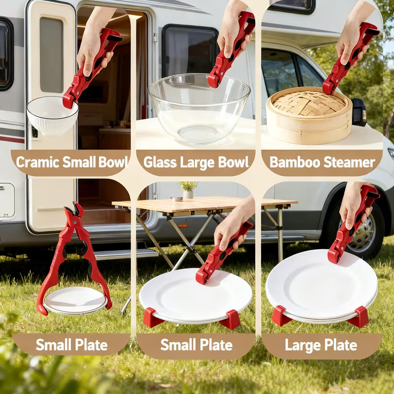 A Person is demonstrating the multiple uses of 3-In-1 Heat-Resistant Kitchen Tongs.