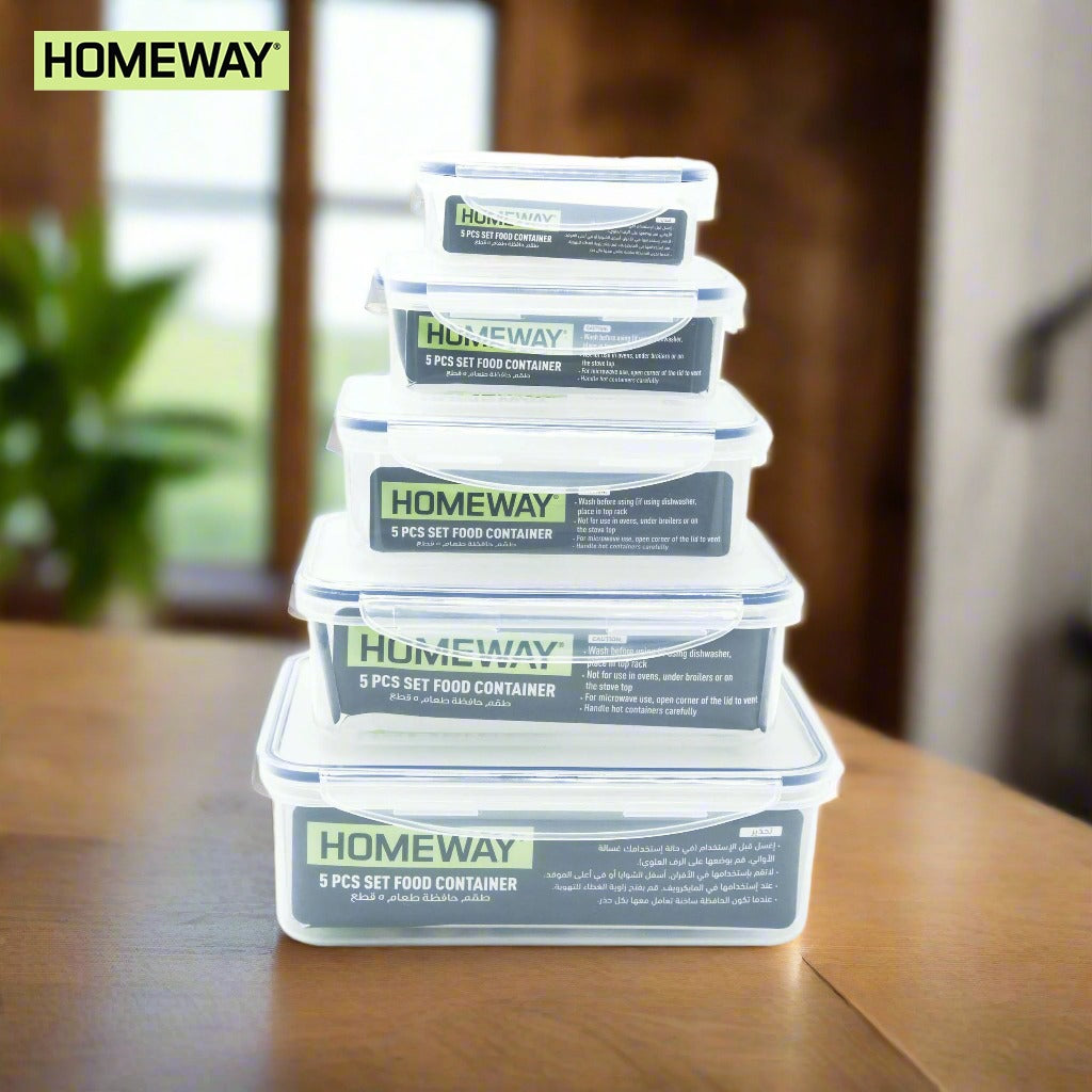 Homeway 5 Pcs Set Food Container, Rectangular Food Storage Box Homeway 5 Pcs Set Food Container, Rectangular Food Storage Box