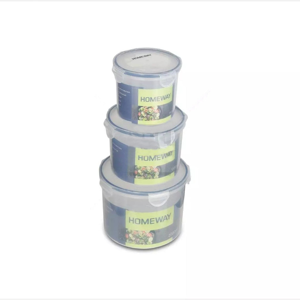 Homeway Round Storage Container, 3 Pcs Set Food Storing Box Homeway Round Storage Container, 3 Pcs Set Food Storing Box