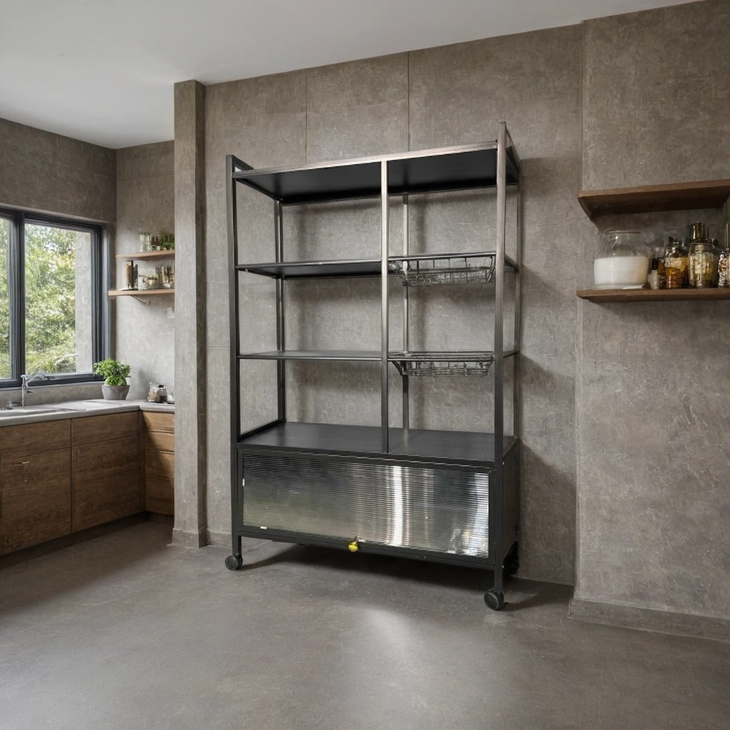Multi-Purpose Kitchen Pantry Storage Rack is Placed at Kitchen Area.