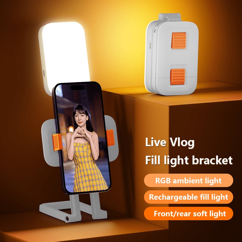 Mobile Phones is Placed at D2 Pro LED Live Streaming Light Mobile Phone Holder.