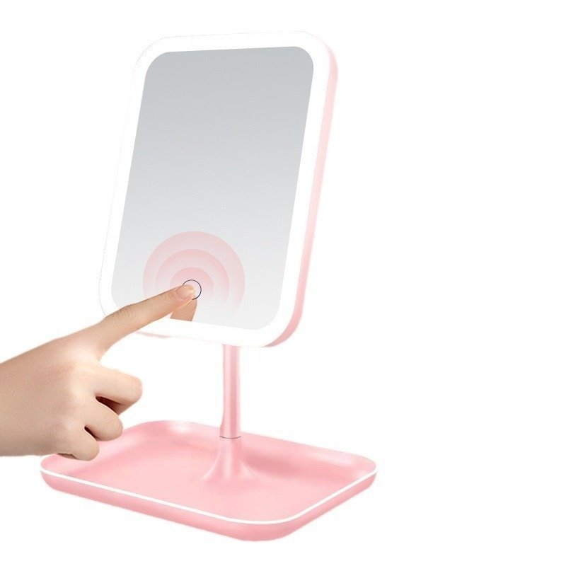 Smart LED Makeup Mirror, Adjustable Vanity Mirror with Storage Tray, 3 Color Light Modes, Stepless Dimming Smart LED Makeup Mirror, Adjustable Vanity Mirror with Storage Tray, 3 Color Light Modes, Stepless Dimming