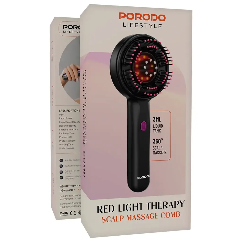 Pack of Porodo Red Light Therapy Scalp Massage Comb.