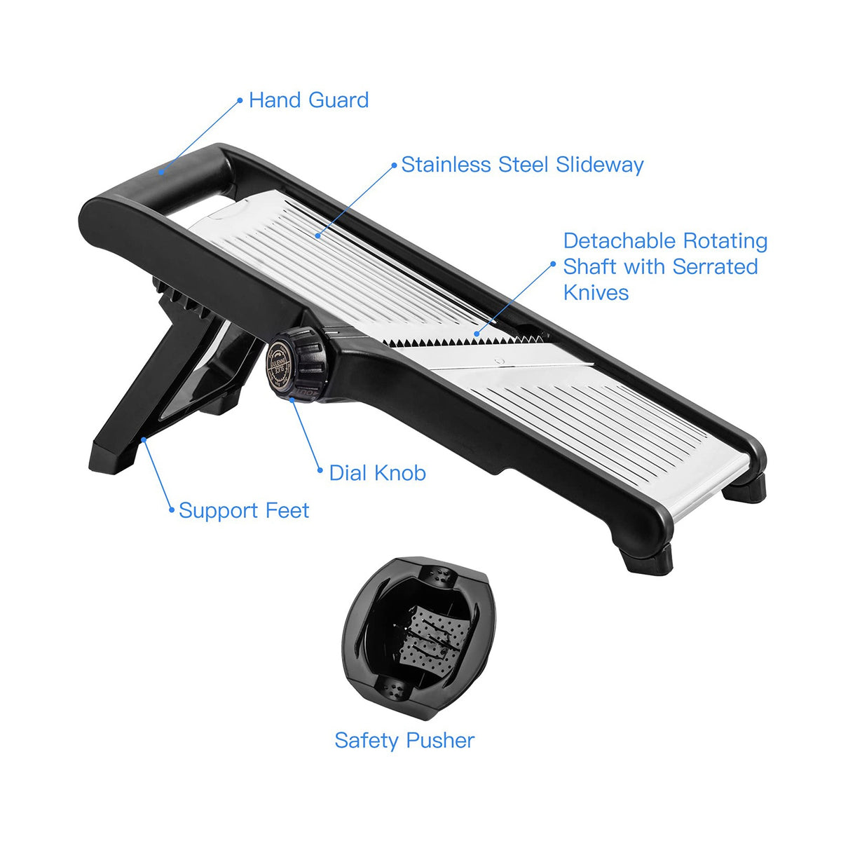 Parts Details of 3-in-1 Adjustable Mandoline Slicer.