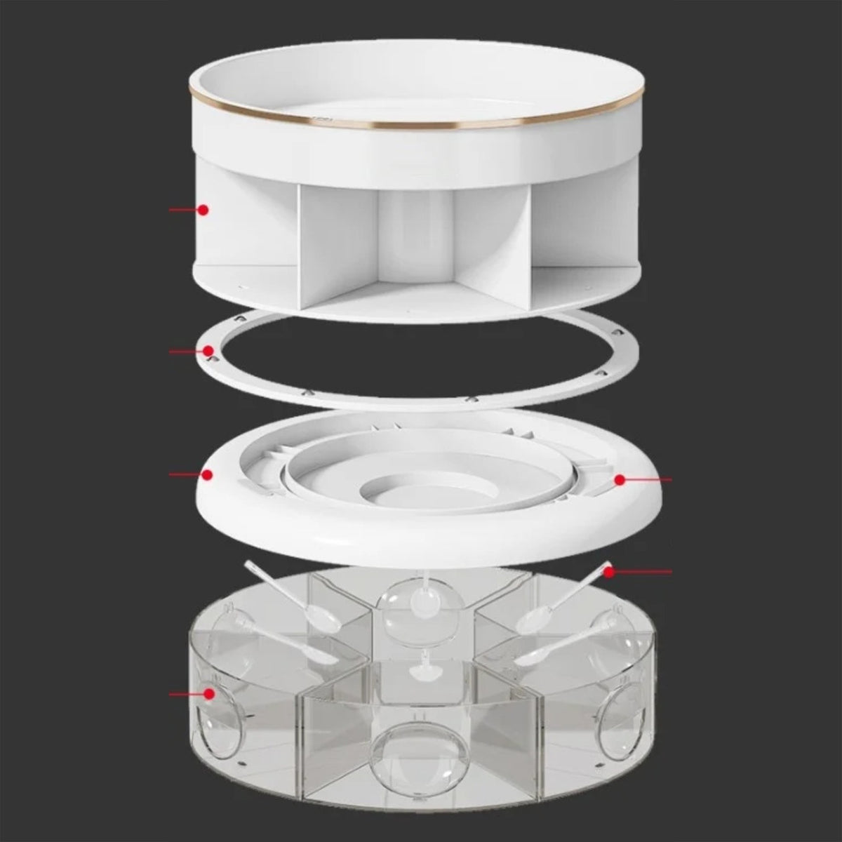 Parts Details Of the Rotating Kitchen Spice Rack.