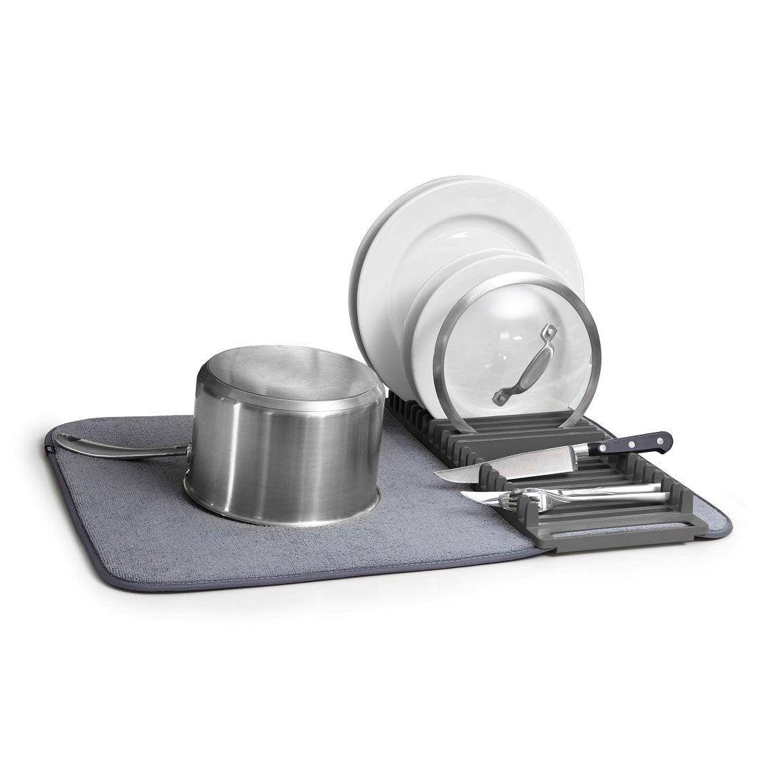 Plates are Organized in a Kitchen Dish Rack.