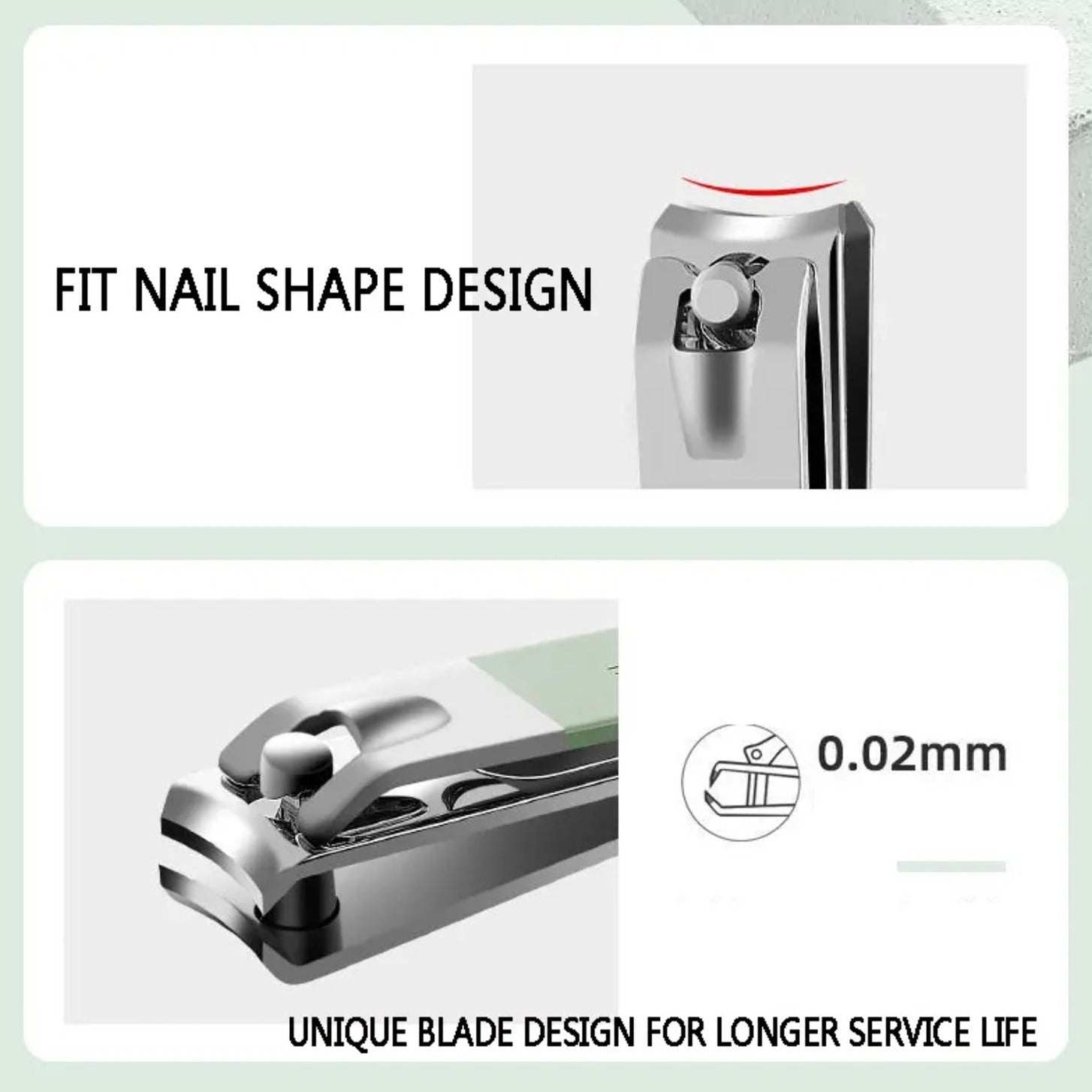 Individual Tool Details of 16-Piece Professional Nail Clipper Kit.