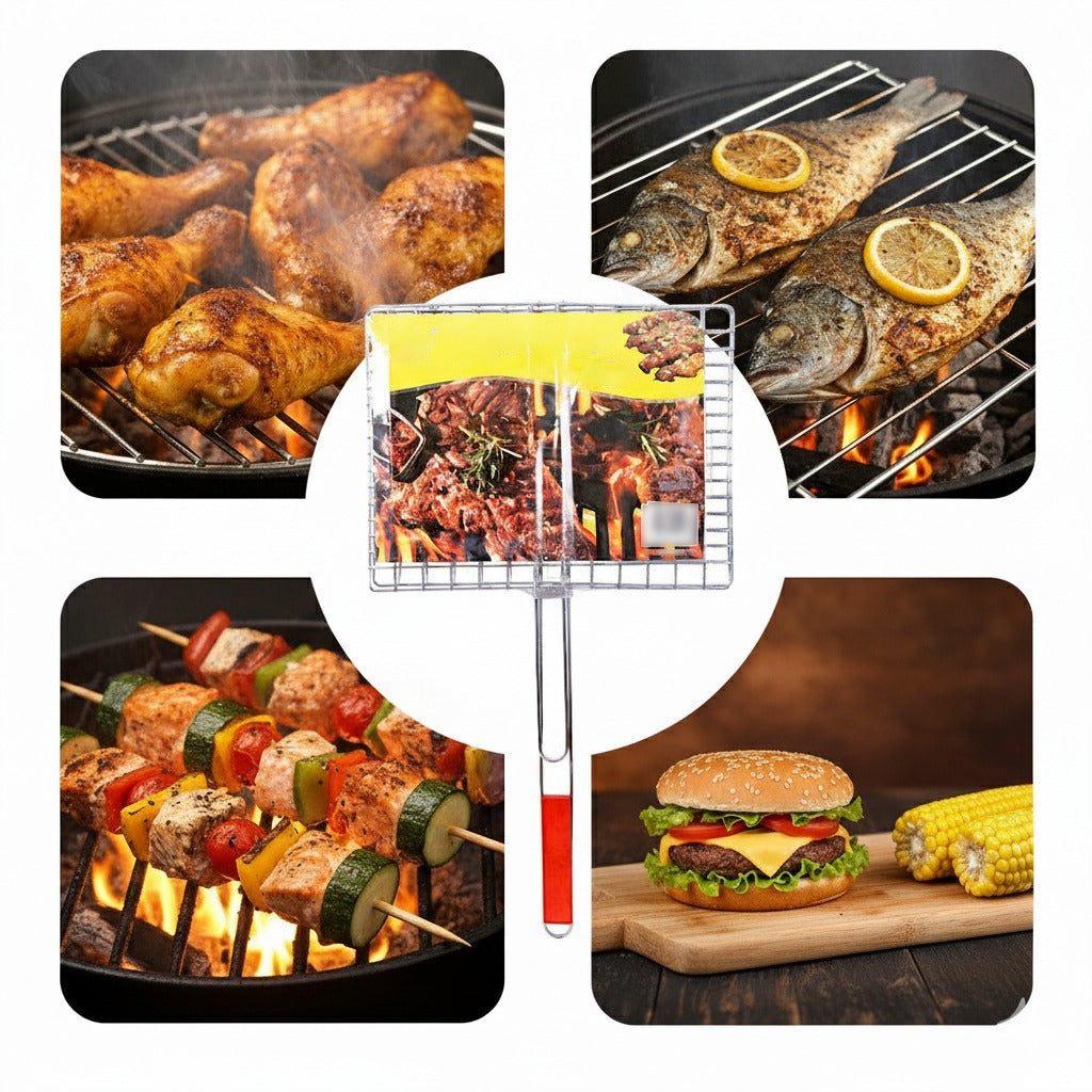 Stainless Steel BBQ Grill with Handle.