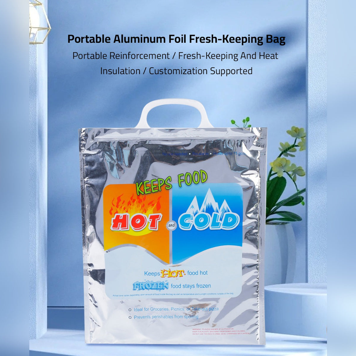 Hot and Cold Thermal Insulated Reusable Bag.