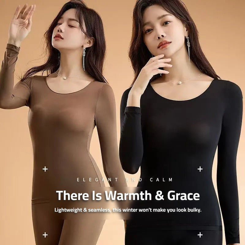 Wearing Women's Thermal Underwear Set.