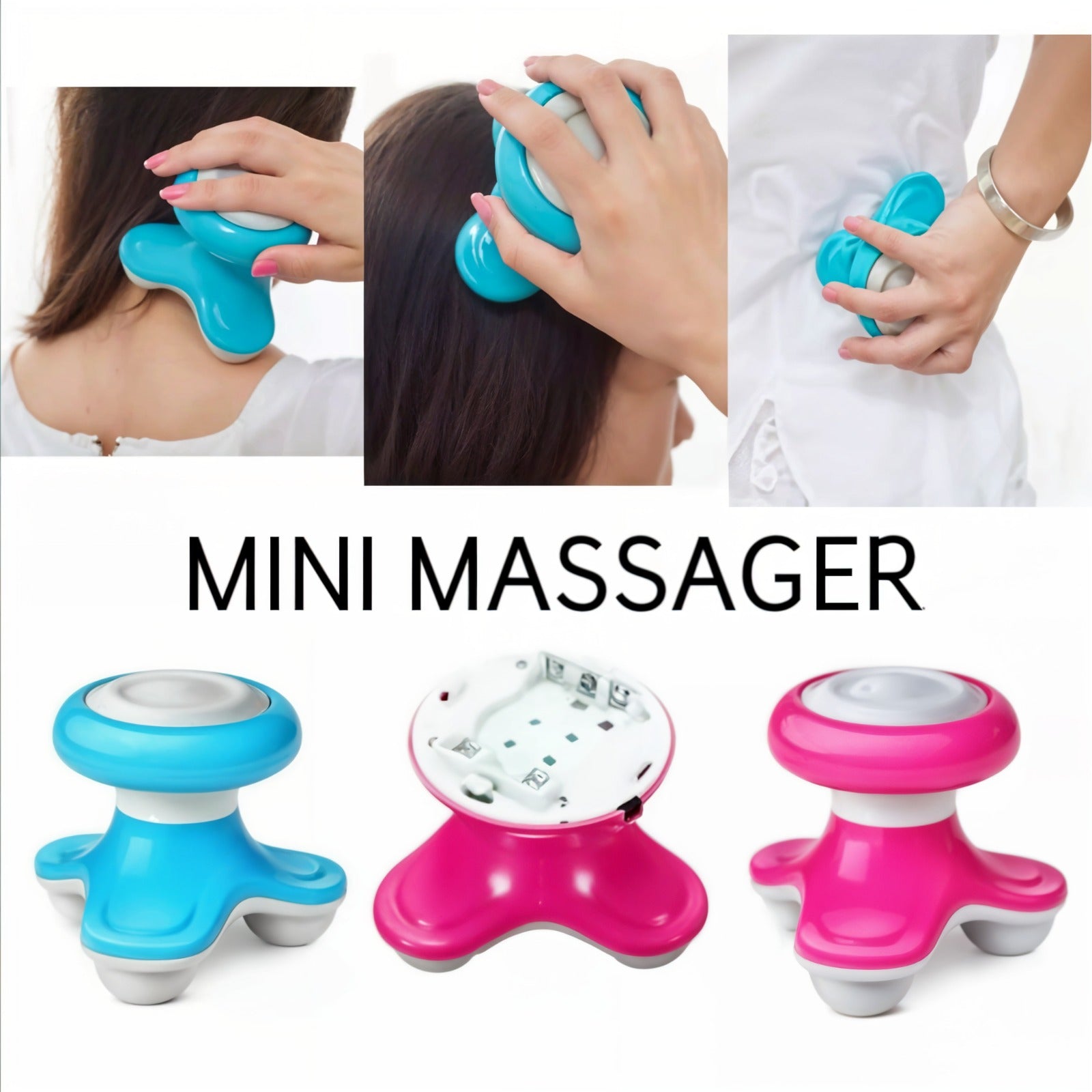 A Person is Using Mini Electric Massager on Different Body Parts.