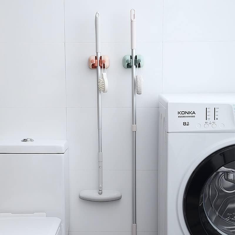 Wall Mounted Single Mop Holders Holding Mops Attached on Wall.