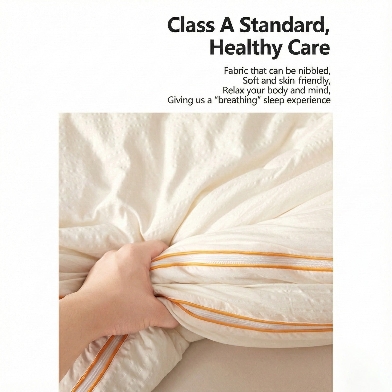 A Person is Holding  Ultra Soft Soy Fiber Comforter.