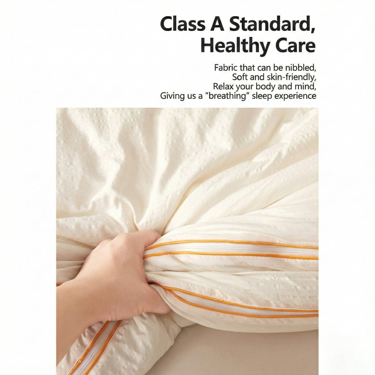 A Person is Holding  Ultra Soft Soy Fiber Comforter.