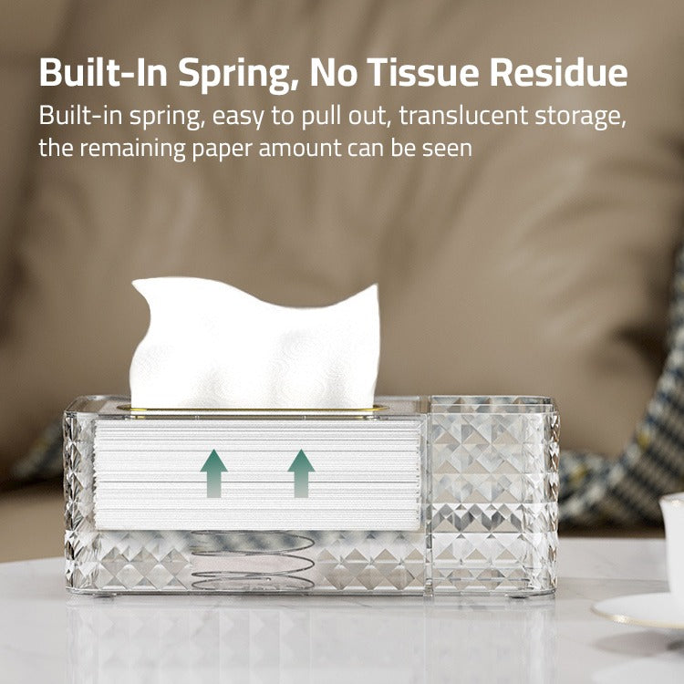 Luxury tissue box holder is loaded with tissues.
