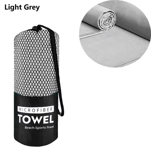 Rolled up 2-Pcs/Set Quick Dry Microfiber Towel in light gray color