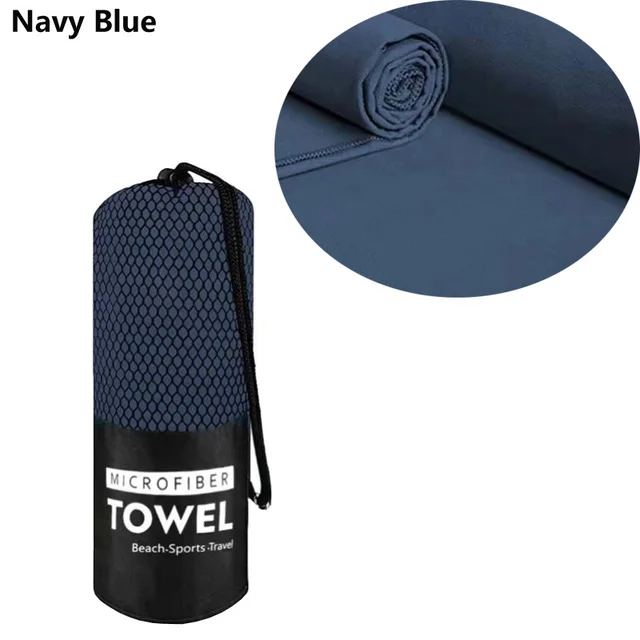 Rolled up 2-Pcs/Set Quick Dry Microfiber Towel in navy blue color