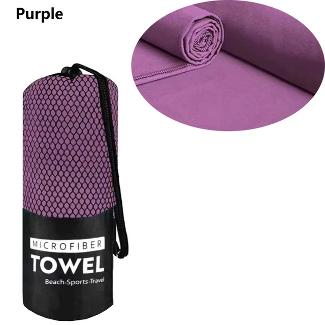 Rolled up 2-Pcs/Set Quick Dry Microfiber Towel in Purple color