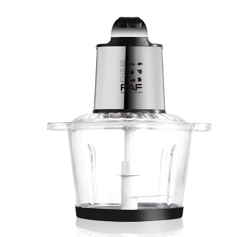 RAF 3L Electric Food Processor with black base and top on a white background