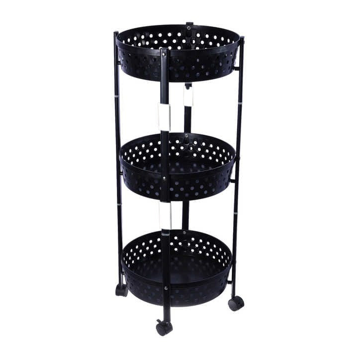 3 Layer Kitchen Trolley Black Color.