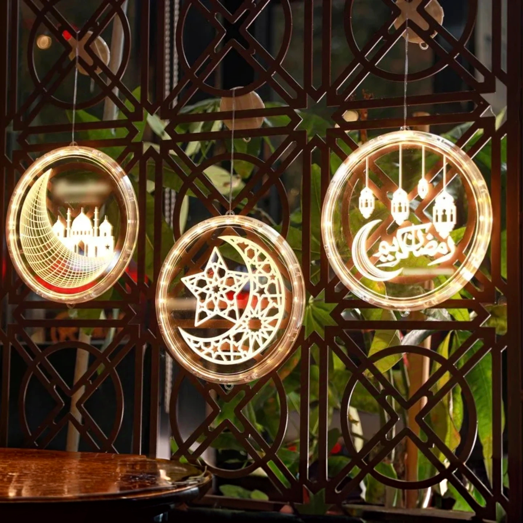 Ramadan 3D Decorative Hanging Light, Moon Star Window Lamp Decor LED Night Lights Ramadan 3D Decorative Hanging Light, Moon Star Window Lamp Decor LED Night Lights