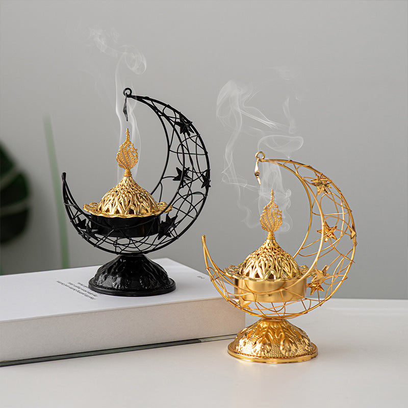 Ramadan Crescent Bukhoor Burners with Burning Incence.