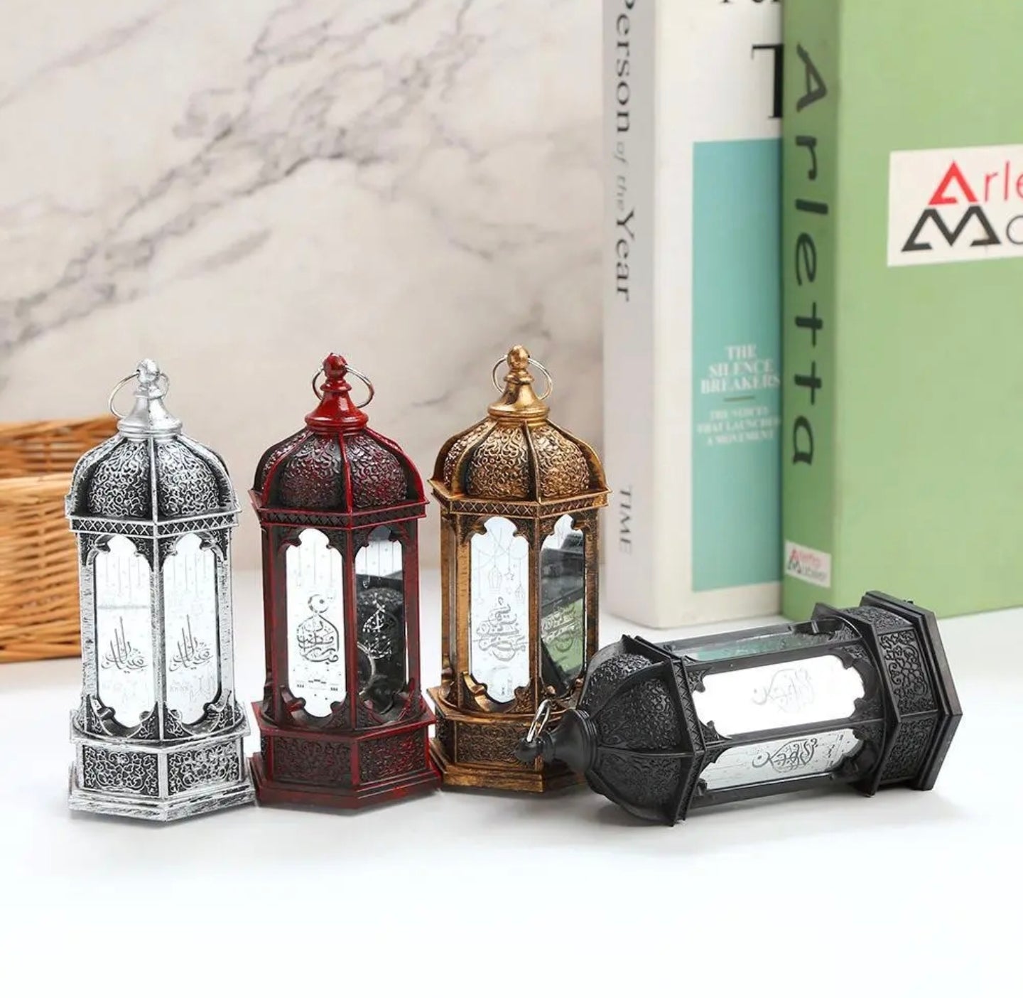 A Set Of 4 Ramadan Eid Lantern Decor Lights.