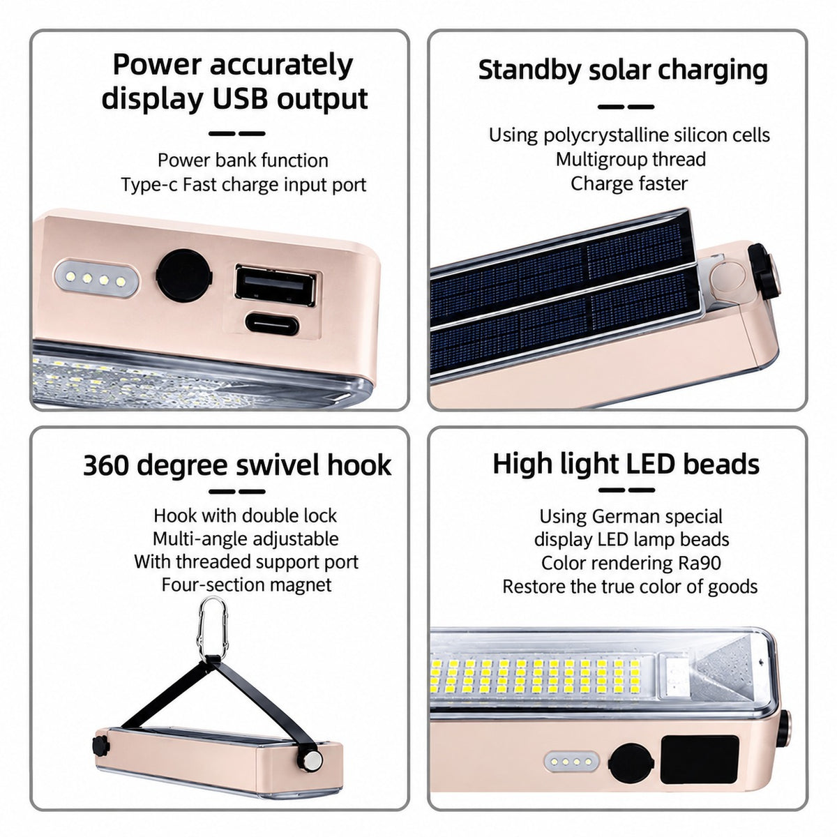 Parts Details of Rechargeable Solar LED Camping Light