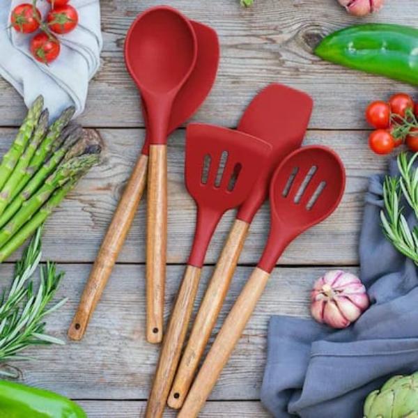 Kitchen Spoon Utensil Set, 5 Pcs Silicone Spatula Cooking Set Kitchen Spoon Utensil Set, 5 Pcs Silicone Spatula Cooking Set