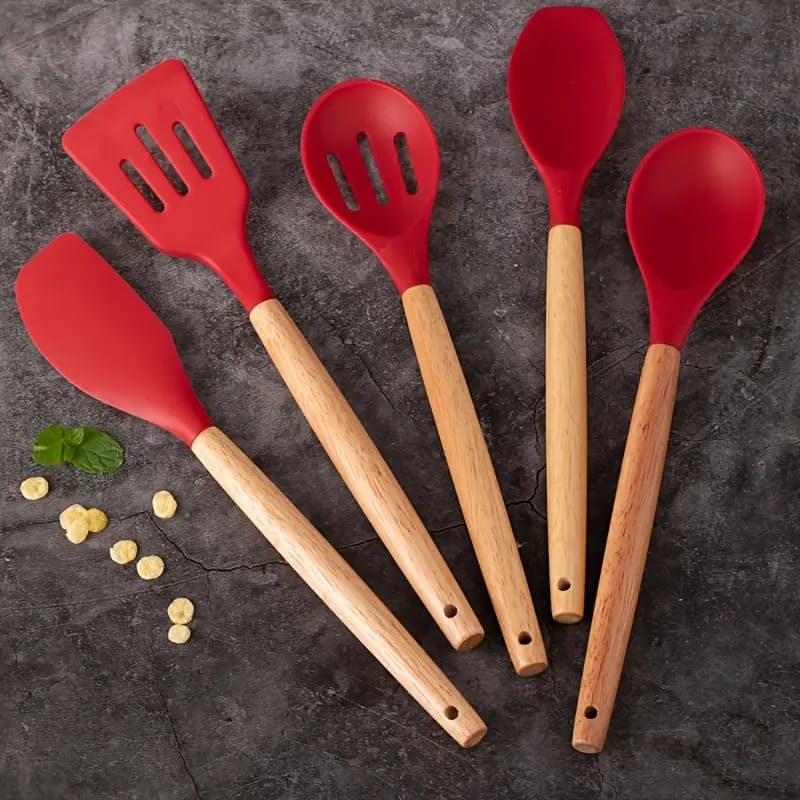 Kitchen Spoon Utensil Set, 5 Pcs Silicone Spatula Cooking Set Kitchen Spoon Utensil Set, 5 Pcs Silicone Spatula Cooking Set