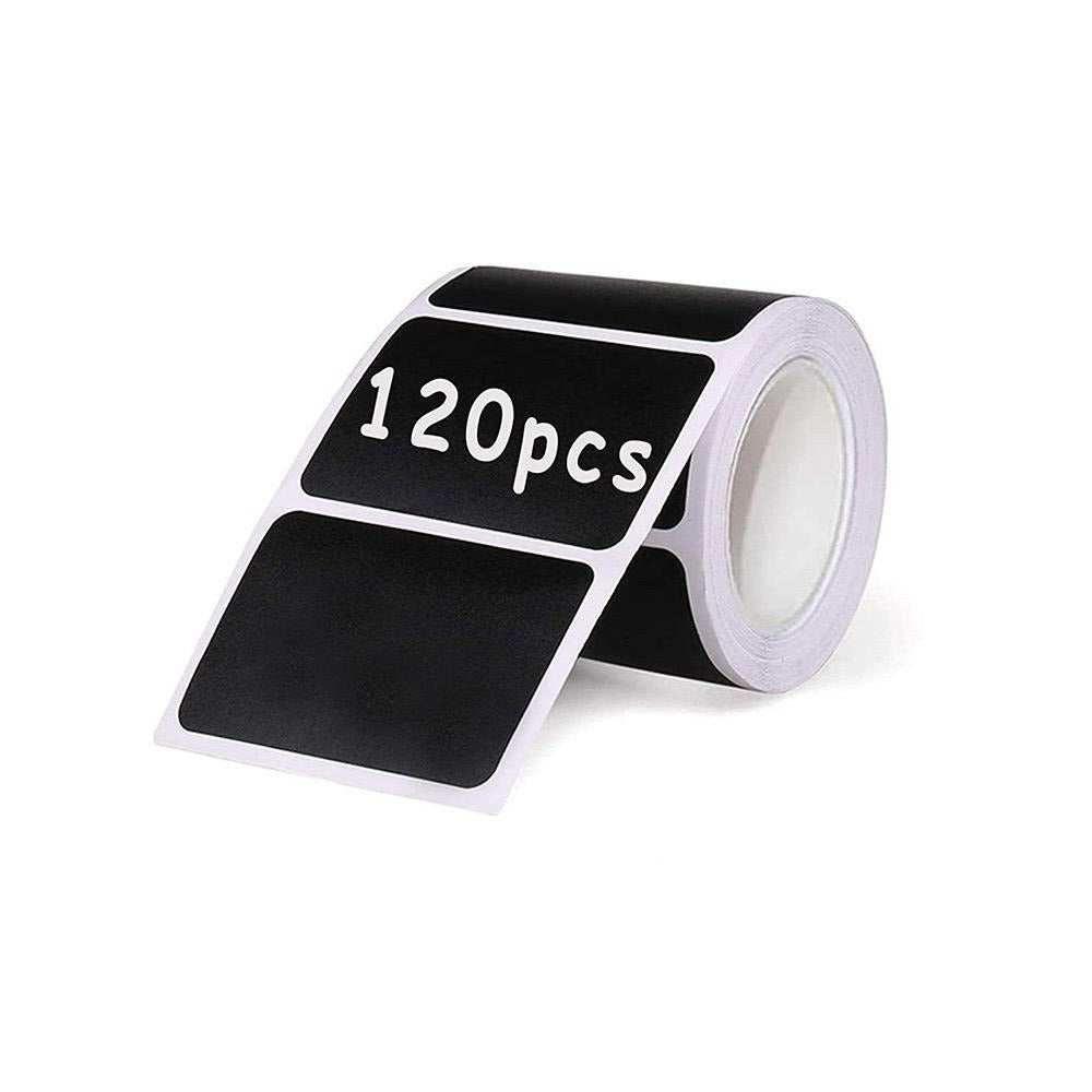 Reusable Black Chalkboard Labels Roll - Waterproof Adhesive Stickers, 1 Roll (120 PCS) Reusable Black Chalkboard Labels Roll - Waterproof Adhesive Stickers, 1 Roll (120 PCS)