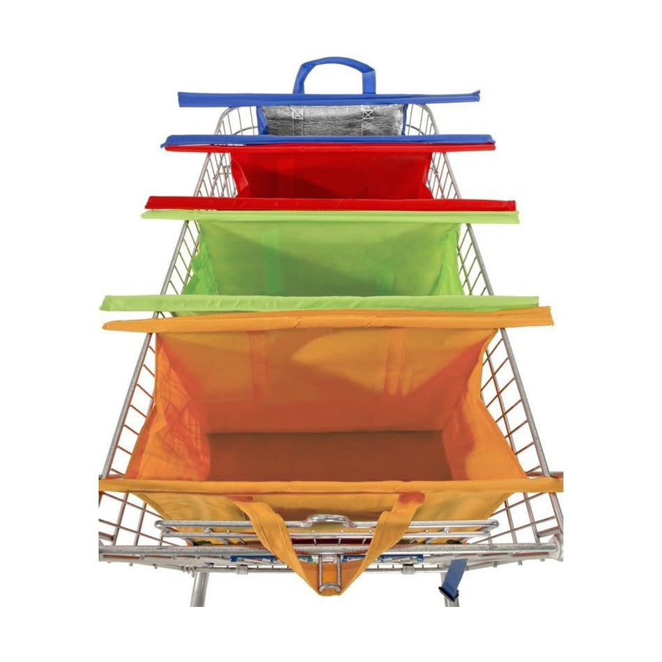 Reusable Shopping Grocery Bags Organized in a Trolley Cart.