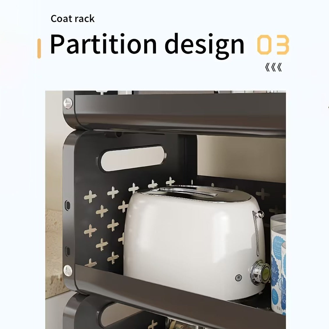 Image Shows the partition design of Rolling Metal Storage Cart.