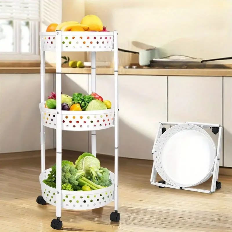 Rolling Utility Cart with fruits and vegetables in it.