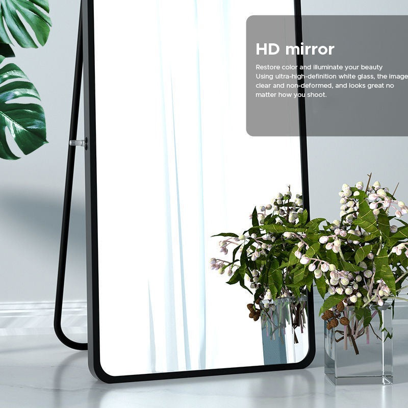 Large Full-Length Dressing Mirror for Bedroom on a stand with flowers in a vase