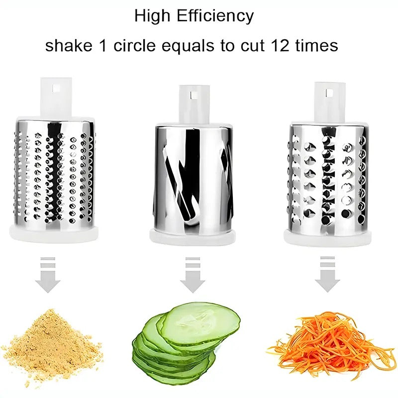 Rotary Grater Slicer with 3 Blades, equipped with features