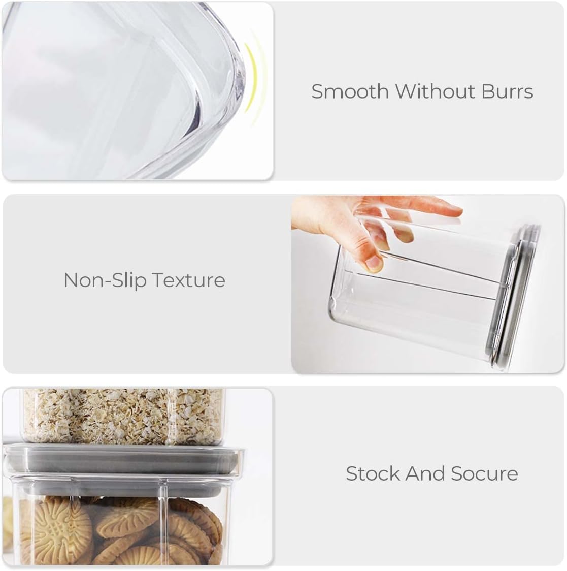 Airtight Cereal Storage Containers with various features