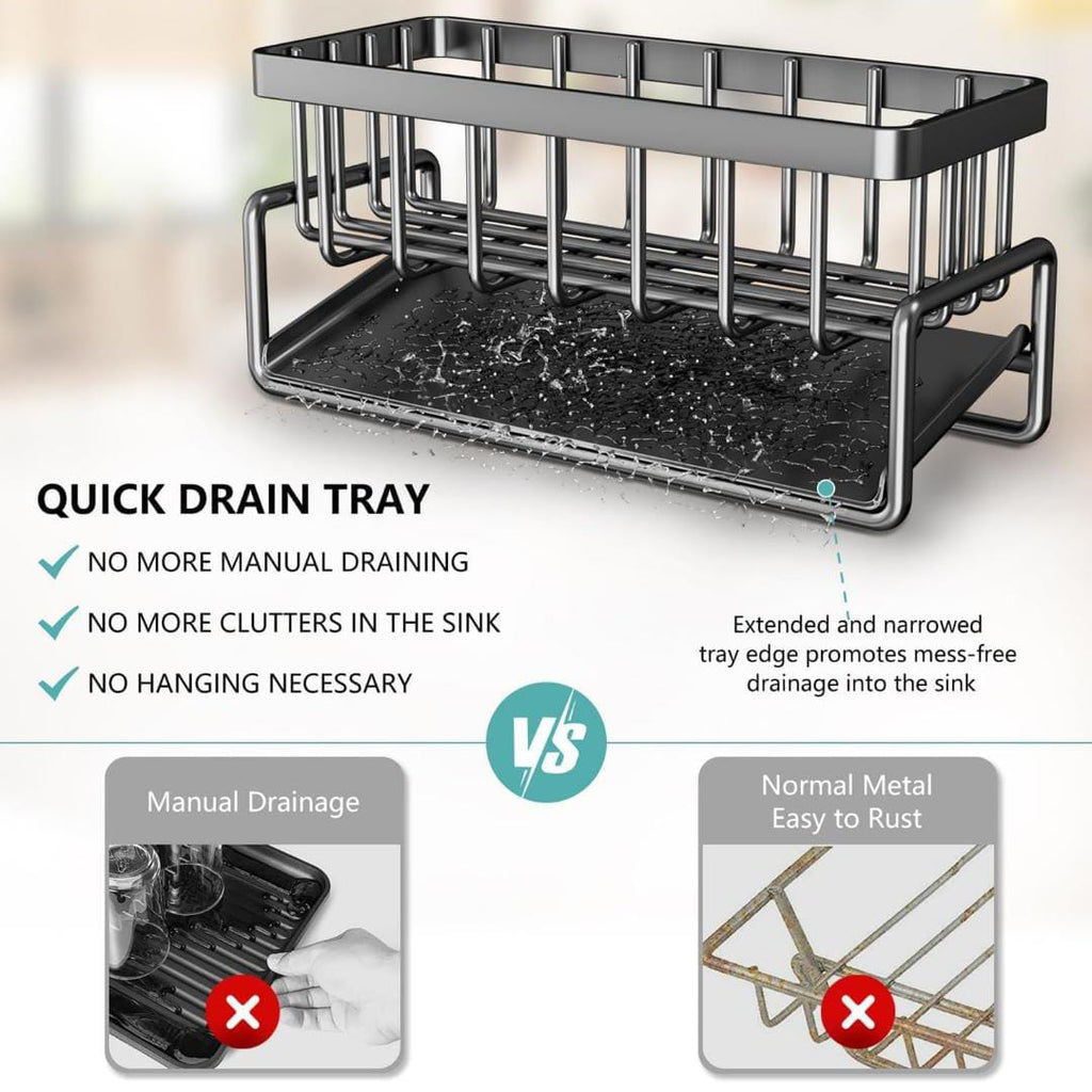 Rustproof Stainless Steel Sink Organizer Rack - Kitchen Sponge, Soap Holder Rack Basket Rustproof Stainless Steel Sink Organizer Rack - Kitchen Sponge, Soap Holder Rack Basket