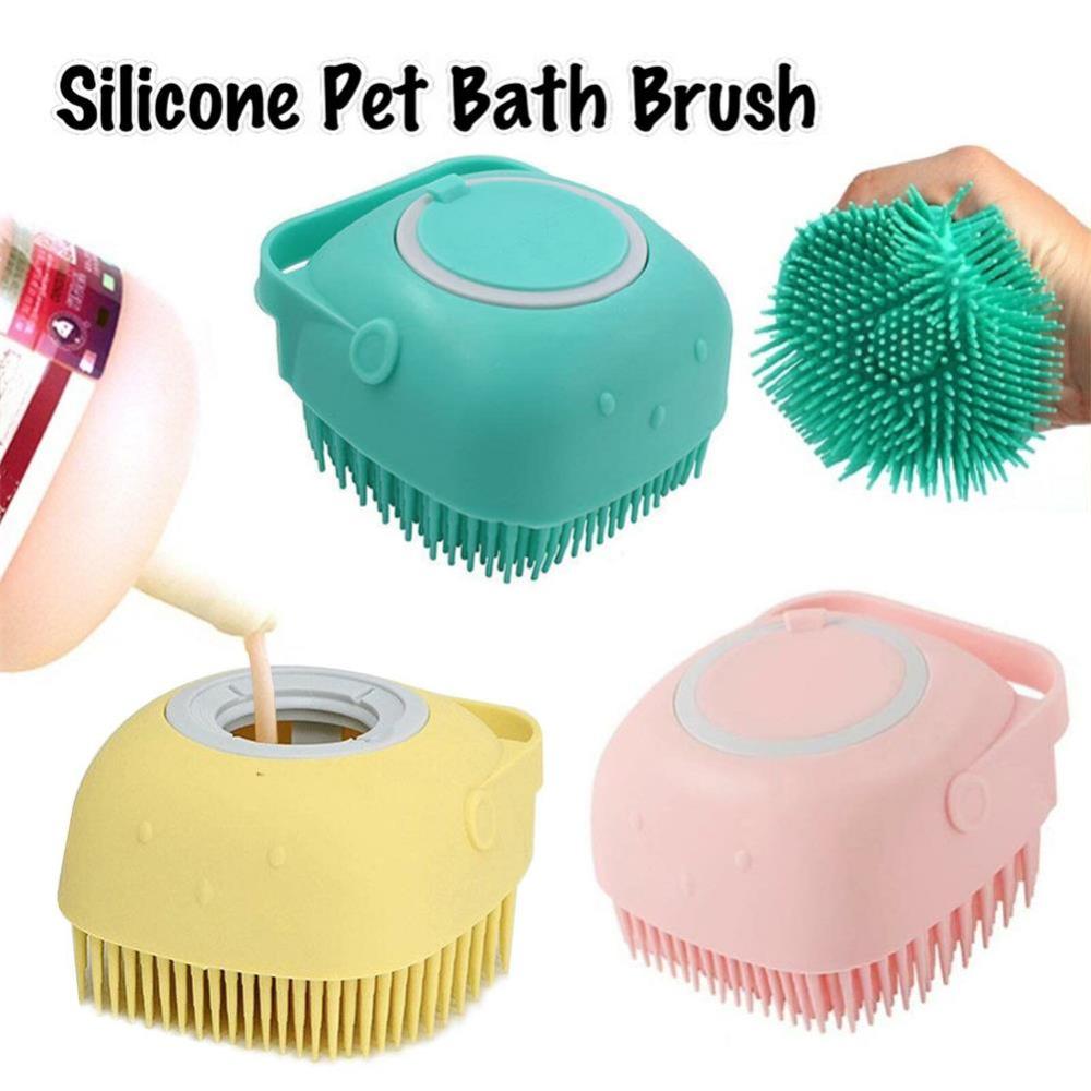 Different colors of silicone shampoo body bath scrubber comb brushes